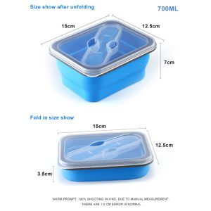 600ML Rectangle BPA Free Silicone Folding Bento Box