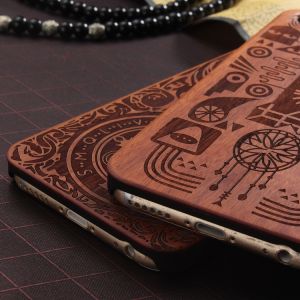 Natural Texture Wood Cell Phone Case , Anti - Static Cool Wood Phone Cases