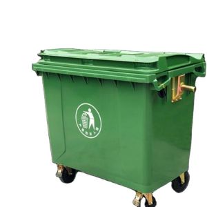 Outdoor 1100L Garbage Bin HDPE Rolling Trash Can With Lid Rectangular