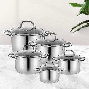 China Hot Sale 10 Piece Royal Kitchen Cookware Set Stainless Pot Cooking Cookware Soup Pot on sale