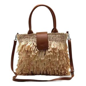 China ECO Friendly Fashion Summer Tote Handbag Bohemian Handmade Bali Bags Straw Beach Bag Cotton Canvas Shopping Bags on sale