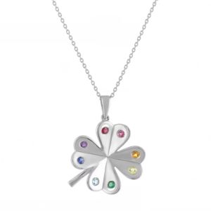 Wholesale 925 Sterling Silver Clover Pendant Necklace with 14K Gold Plated and