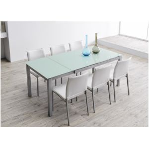 700mm Fashionable Extendable Glass Dining Table Lightweight With Iron Frame