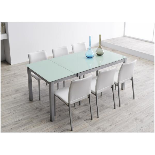 Quality 700mm Fashionable Extendable Glass Dining Table Lightweight With Iron Frame wholesale