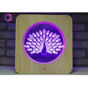 China Acrylic 3D LED Illusion Lamps Plastic Wooden Grain Visual Light Smart Color Changing on sale