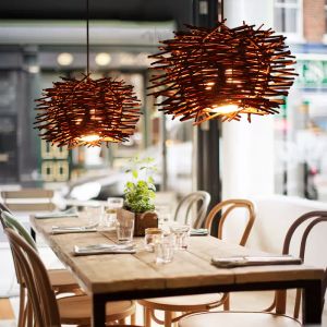 Wicker pendant light shade Haging Lamp For Kitchen Restaurant Lighting Fixtures