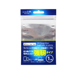 Cheap Window Packaging Bag for USB Charge &amp; Sync Touch Cable Resealable Zipper Top Custom Ziplock Plastic Bags with Hang Hole for sale