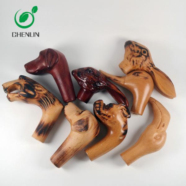 Quality Carving Cat Wooden Umbrella Handle No Burrs SGS Certificated wholesale