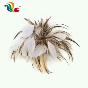 15*30cm Hackle And Goose Feather Mounts With Wire , Flower Feather Headband