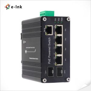 China Industrial PoE Powered 5-Port 10/100/1000T + 2-Port 100/1000X SFP Ethernet Switch with PoE Passthrough on sale