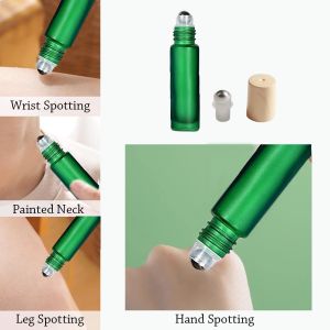 Empty Essential Oil Roll-on Bottles with Stainless Steel Balls Frosted Glass