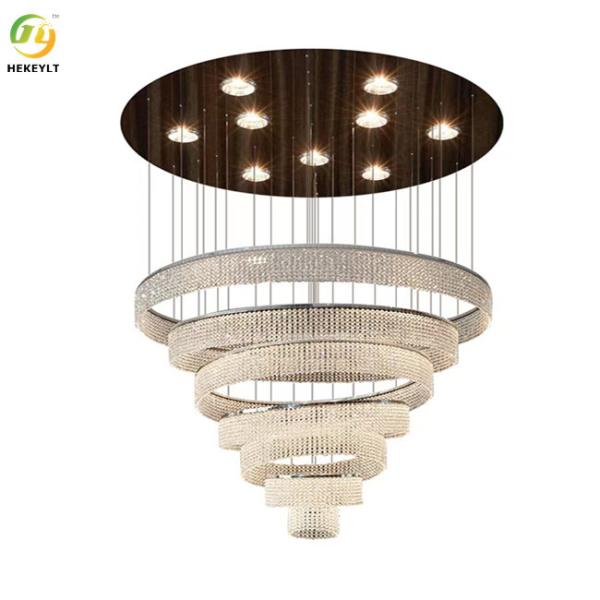 Quality Gold Dimmable Modern Crystal Pendant Light Round K9 Hanging Ceiling Light wholesale