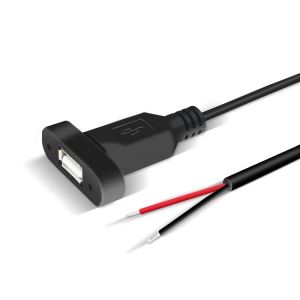 Custom Panel Mount USB A Female to Bare Wire Tinned Open End Cable