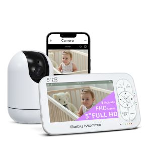 1080P WiFi Baby Monitor with 360° Pan-Tilt and 5000mAh Battery