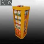 PDQ pop display stand with hooks for hang stools cardboard display rack stand