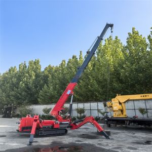 Green Lifting Telescopic Spider Crane With Electric And Diesel Power