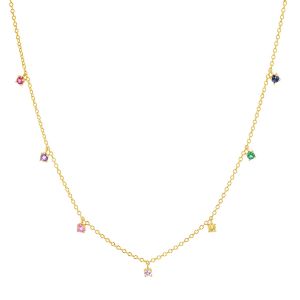 Cheap 925 Silver Children's Necklace featuring Playful Rainbow Gemstone Zircon for Sparkle for sale
