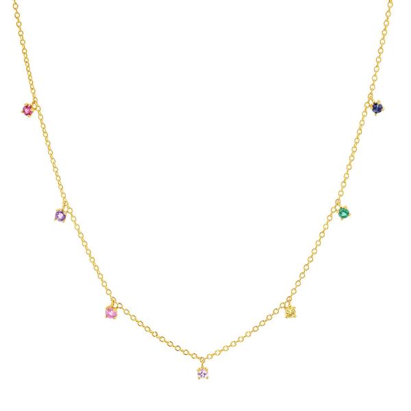 925 Silver Children's Necklace featuring Playful Rainbow Gemstone Zircon for