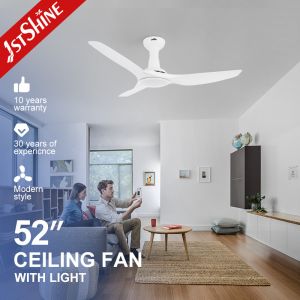 Power Saving AC Motor Plastic Ceiling Fan White Warm Yellow Light