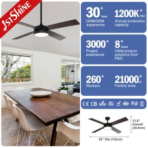 4*MDF Blades Dimmable LED Ceiling Fan With Remote Control And Lamp Whisper-Quiet