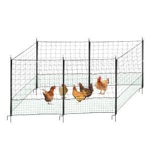 12 M Chicken Net Fence Kit With Gate Double Pointed Posts in Green with