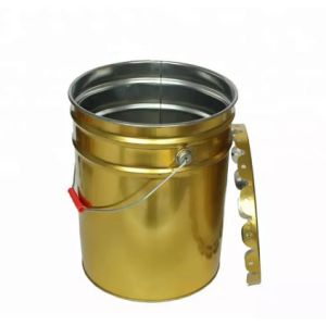 Offest Pringting 20 Liter Painted Metal Buckets With Flower Shape Lid