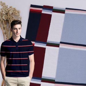 China Comfortable and Breathable Striped Knit Fabric for T-Shirt Skin-Friendly and Durable on sale