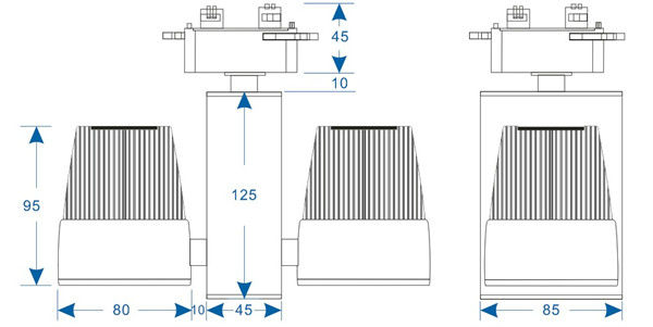 double-headed 2*10w 2500-2800lm track light