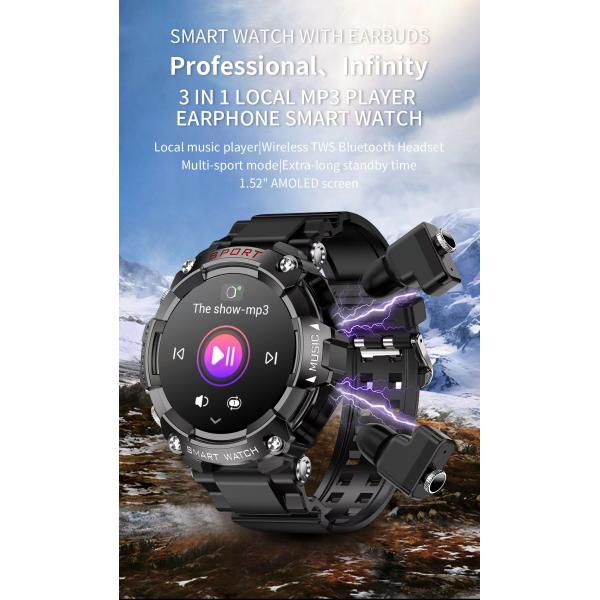 T96 Smart Watch With Headphone BT Call Music Player Sleep Monitor Blood Pressure