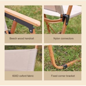 Thickened Leisure Seat Kermit Chair Outdoor Folding Chair For Camping Wooden Frame Design Style