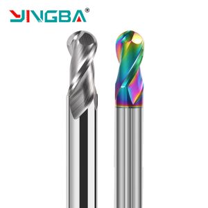 YingBa 4MM 6MM 8MM 2F Carbide Colorful Coating Ball Nose End Mill for Aluminum