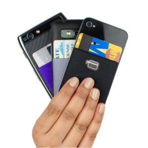 Custom 3M Sticker Royal Blue Lycra Phone Pocket Card Holder With Heat Transfer