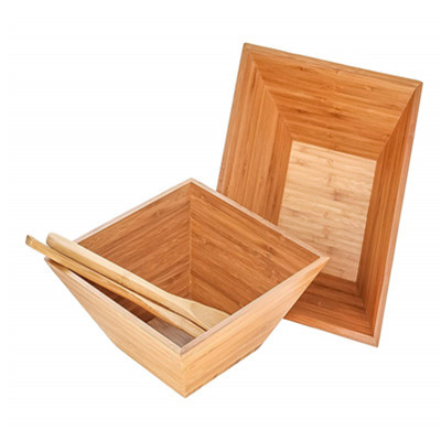 Quality Multipurpose Bamboo Salad Set , Square Wood Salad Bowl Wood Handicraft wholesale