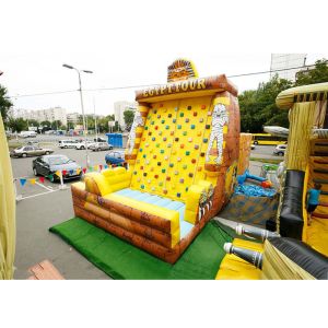 Inflatable Amusement Park With Golden Rock Climbing Wall , Printed Partern