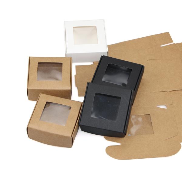Quality Kraft paper transparent packaging box for handmade soap wholesale