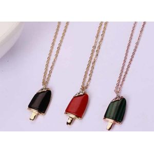 China Summer titanium steel ice cream bar necklace 18K rose gold exquisite collarbone chain cute accessories on sale