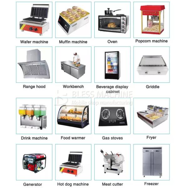 Multipurpose Mobile Fast Food Snack Alcohol Beverage Ice Cream Trailer Cart for Bakery