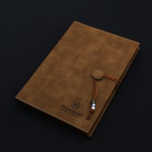 Middle size suede leather Notebook Binder Refillable 6 Round Ring Binder