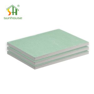 Customized Green Moisture Resistant Drywall , Waterproof Gypsum Sheet 9mm