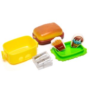 Baby Safe Cute Hamburger Double Hole Manual Pencil Sharpener
