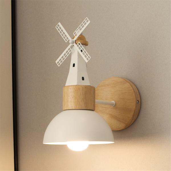 Nordic Minimalist Wooden LED Wall Lamps Windmill Bedside Wood Wall Light(WH-OR-63)