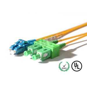 SM Lc Sc Fiber Patch Cord 2F ZIP 2MM Corning SMF-28 ULTRA , Green Jacket