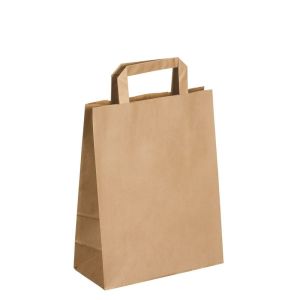Custom Brown Kraft Paper Carrier Bag With Flat Handle For Packaging Food