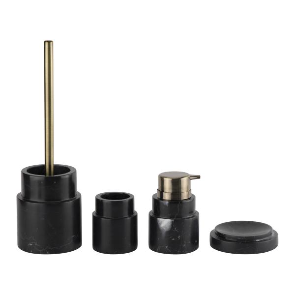 Quality Nero Margiua Marble Bathroom Accessories Sets With Step Based Bronze Parts wholesale