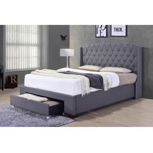 Cheap Modern Linen Upholstered Queen Bed With Drawer High Density Sponge for sale