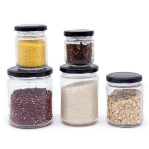 Bulk Round Transparent Glass Canisters Jar Glass Snack Containers For Honey Jam