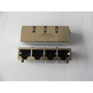 PCB mount 1x4 quad ports RJ45 connector multiple port modular jacks
