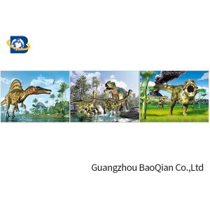 Customized Dinosaur 3D Lenticular Printing With Framed , 3D Lenticular Flip