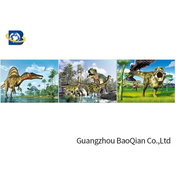 Customized Dinosaur 3D Lenticular Printing With Framed , 3D Lenticular Flip