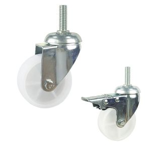 White Threaded Stem Rotating Head 4 Inch Caster With Pressed Bracket